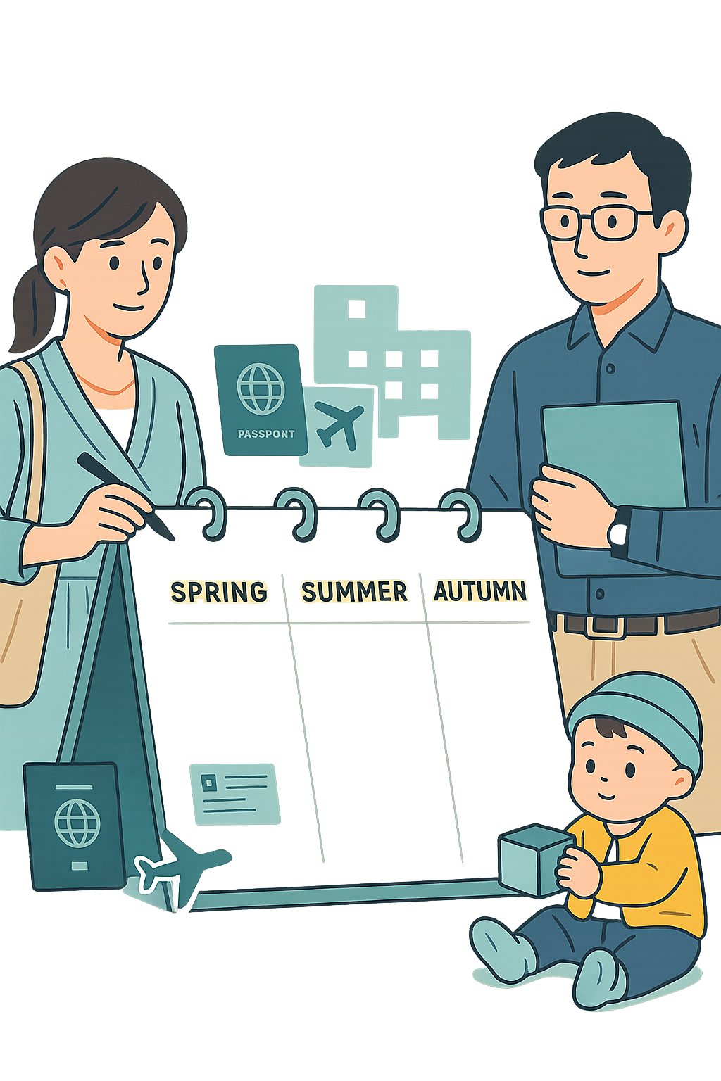 帯同制度と育休のフローを示す図