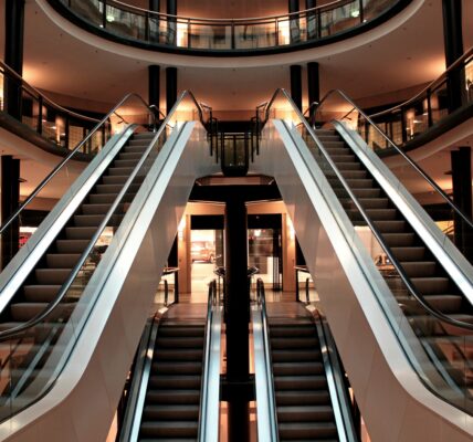 escalator, stairs, metal segments
