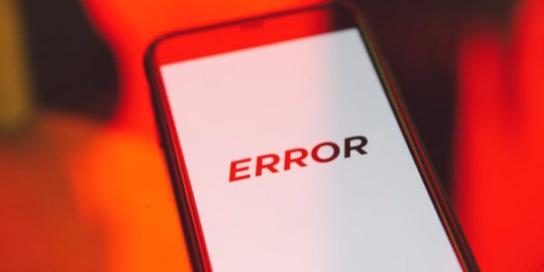 black smartphone displaying error