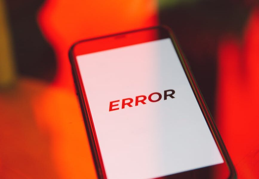 black smartphone displaying error